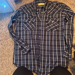 Bit & Bridle Men's Blue Checkered Button-Down Shirt